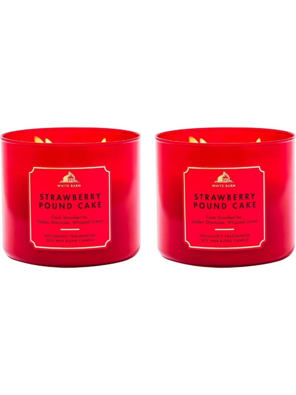 Strawberry Pound Cake 3-Wick Candles - Set of 2, Sweet Scented Home Decor